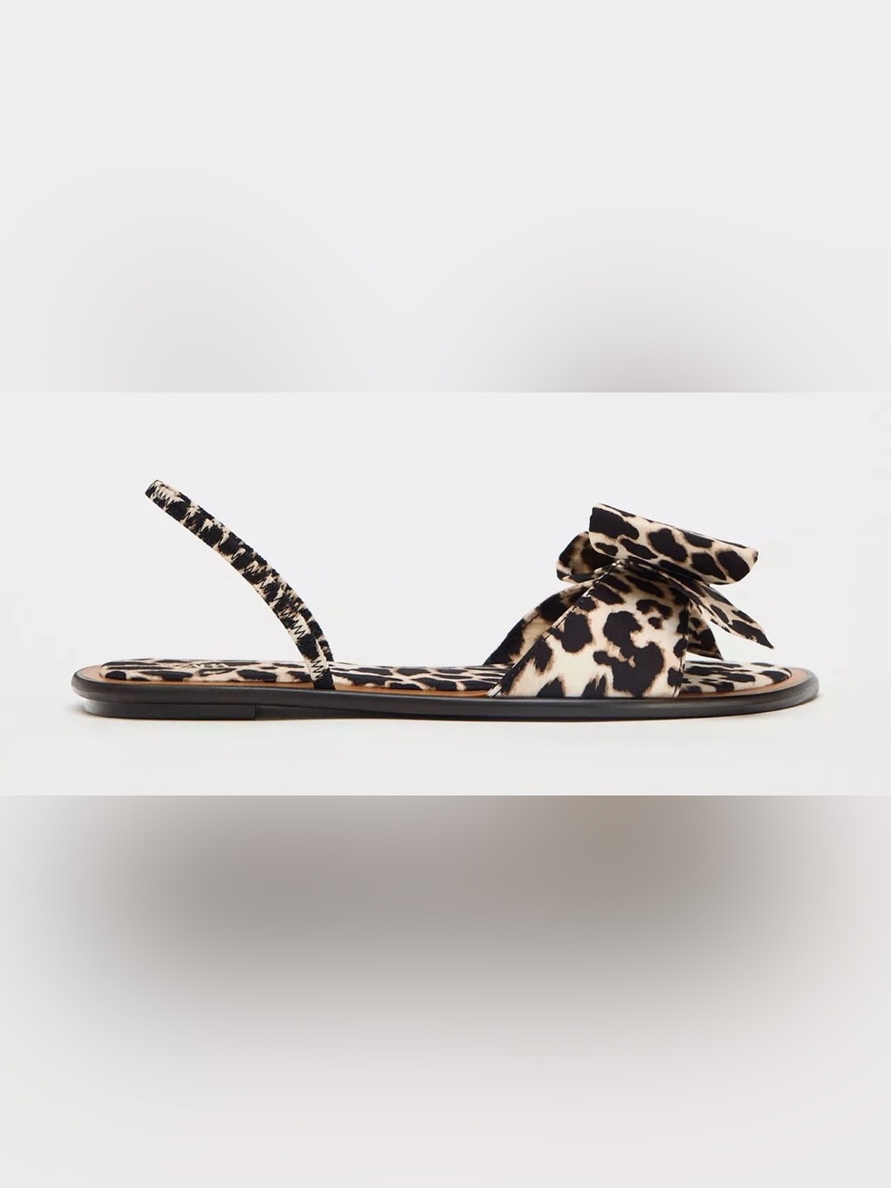 Zara Leopard Bow Slingback Flat Sandals - size 7.5